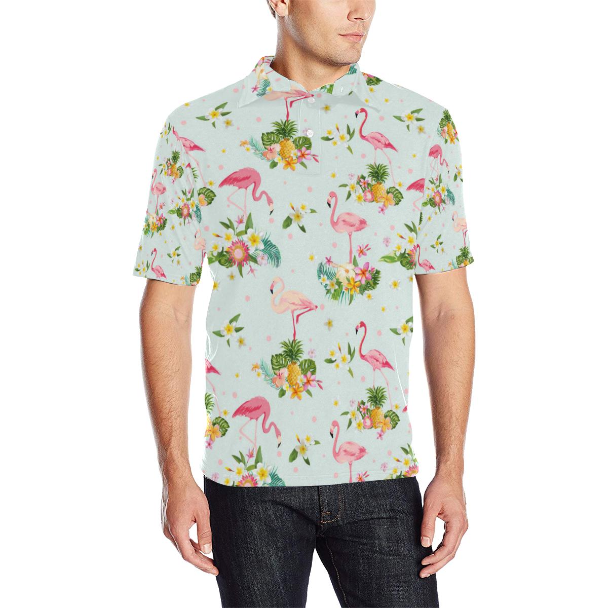 Flamingo Sweet Pattern Men Polo Shirt