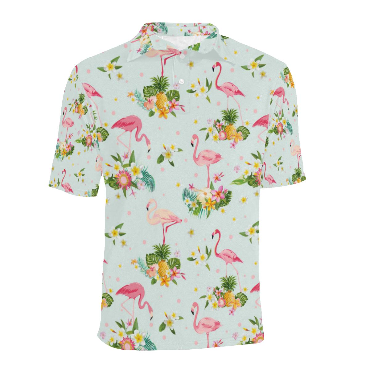 Flamingo Sweet Pattern Men Polo Shirt - Image 2