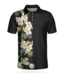 Floral Golf Club And Ball 3D All Over Printed Polo Shirt