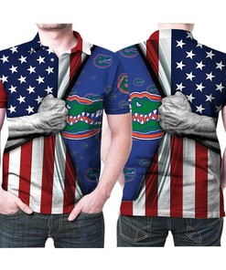 Florida Gators American Flag Ripped Aligator Logo 3D Printed Gift For Florida Gators Fan Polo