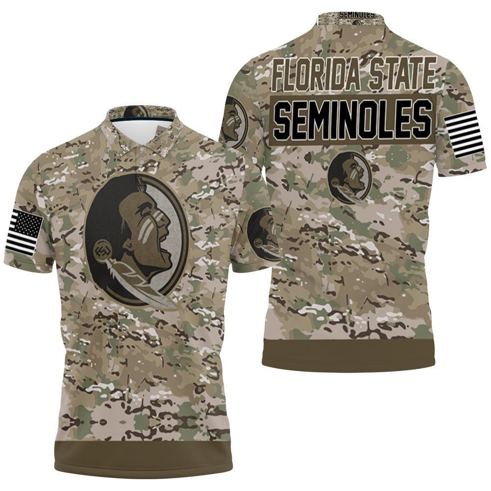 Florida State Seminoles Camo Pattern 3D Polo Shirt
