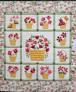 Flower Basket Quilt Bedding Set for Home Decoration and Family Gifts