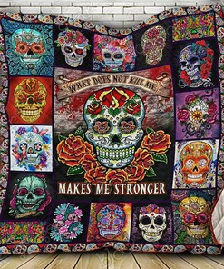 Flower Skull Quilt Blanket Bedding Set - Great for Bedroom Decor and Family Gifts