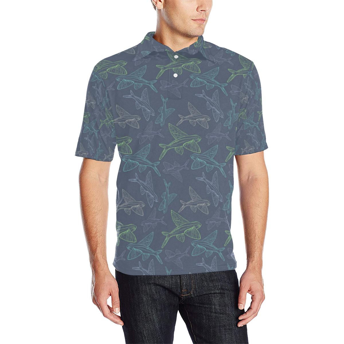 Flying Fish Pattern Print Design 02 Men Polo Shirt
