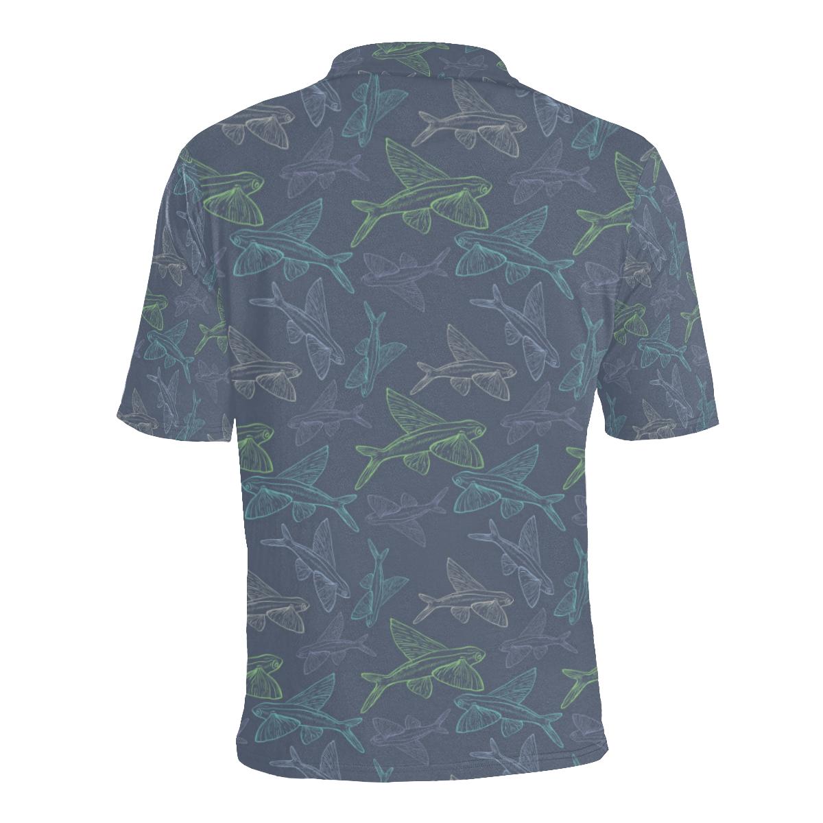 Flying Fish Pattern Print Design 02 Men Polo Shirt - Image 2