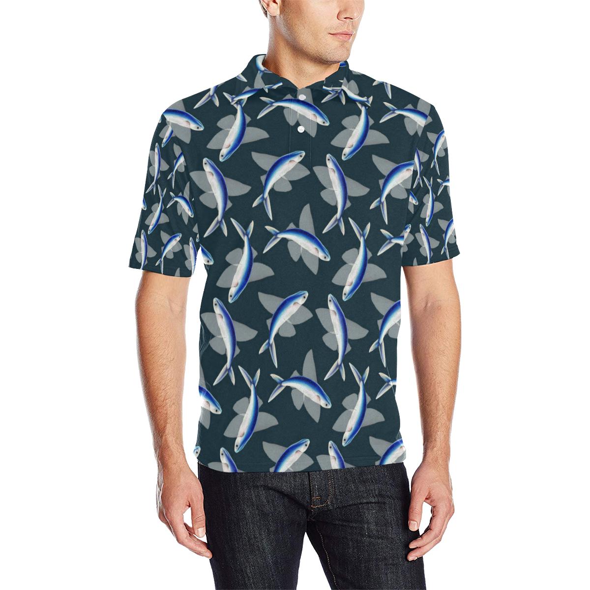 Flying Fish Pattern Print Design 04 Men Polo Shirt