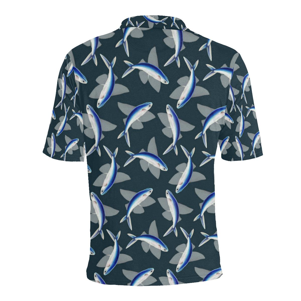 Flying Fish Pattern Print Design 04 Men Polo Shirt - Image 2