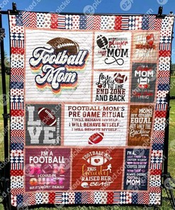 Football Mom Quilt Blanket Bedding Set with Customizable Name, Perfect for Home Decoration and Family Gifts