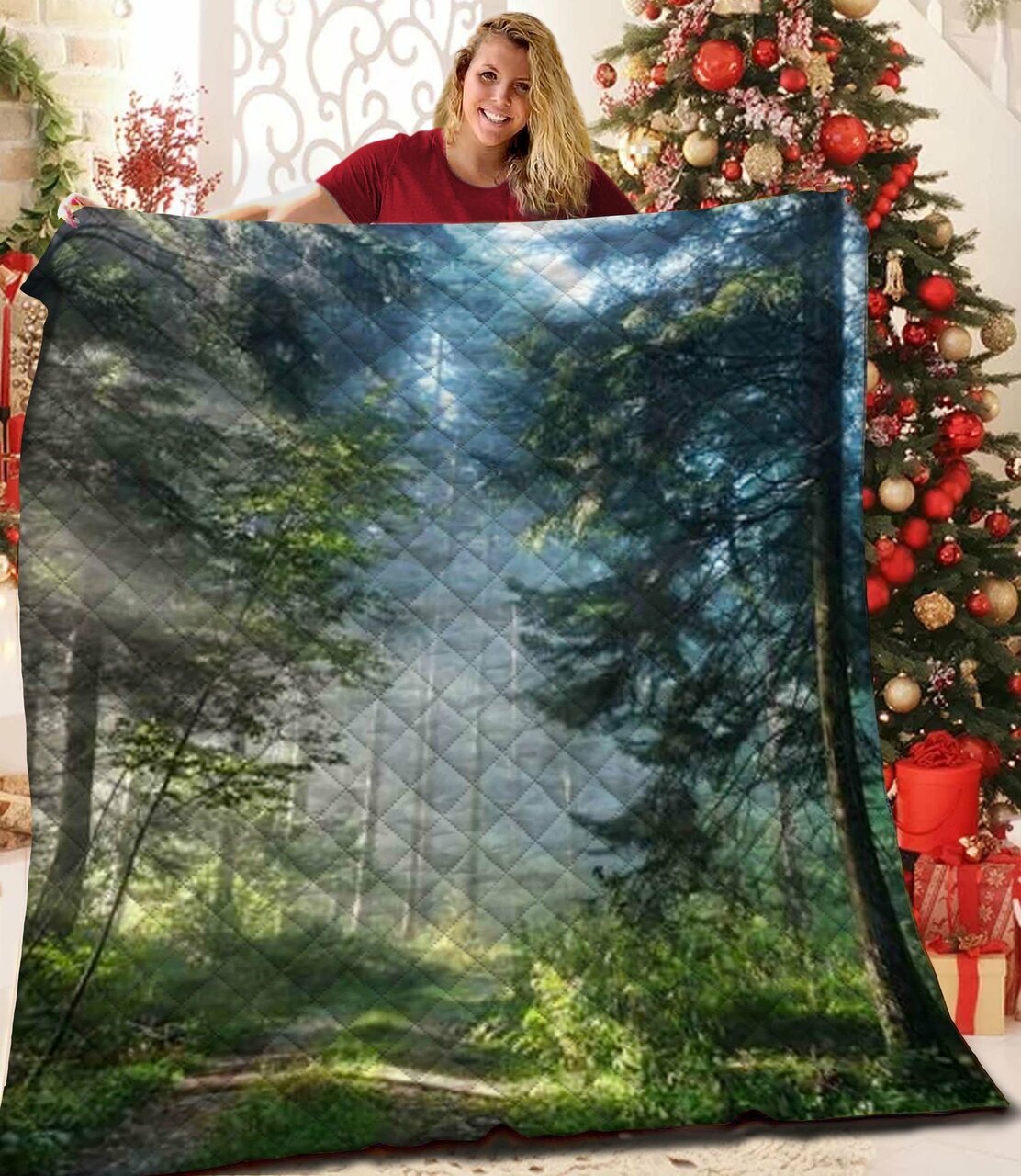 Forest Quilt Bedding Set Bedroom Decor, Gifts for Family