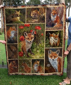 Fox Flower Personalized Quilt Bedding Set for Home Decoration and Family Gifts
