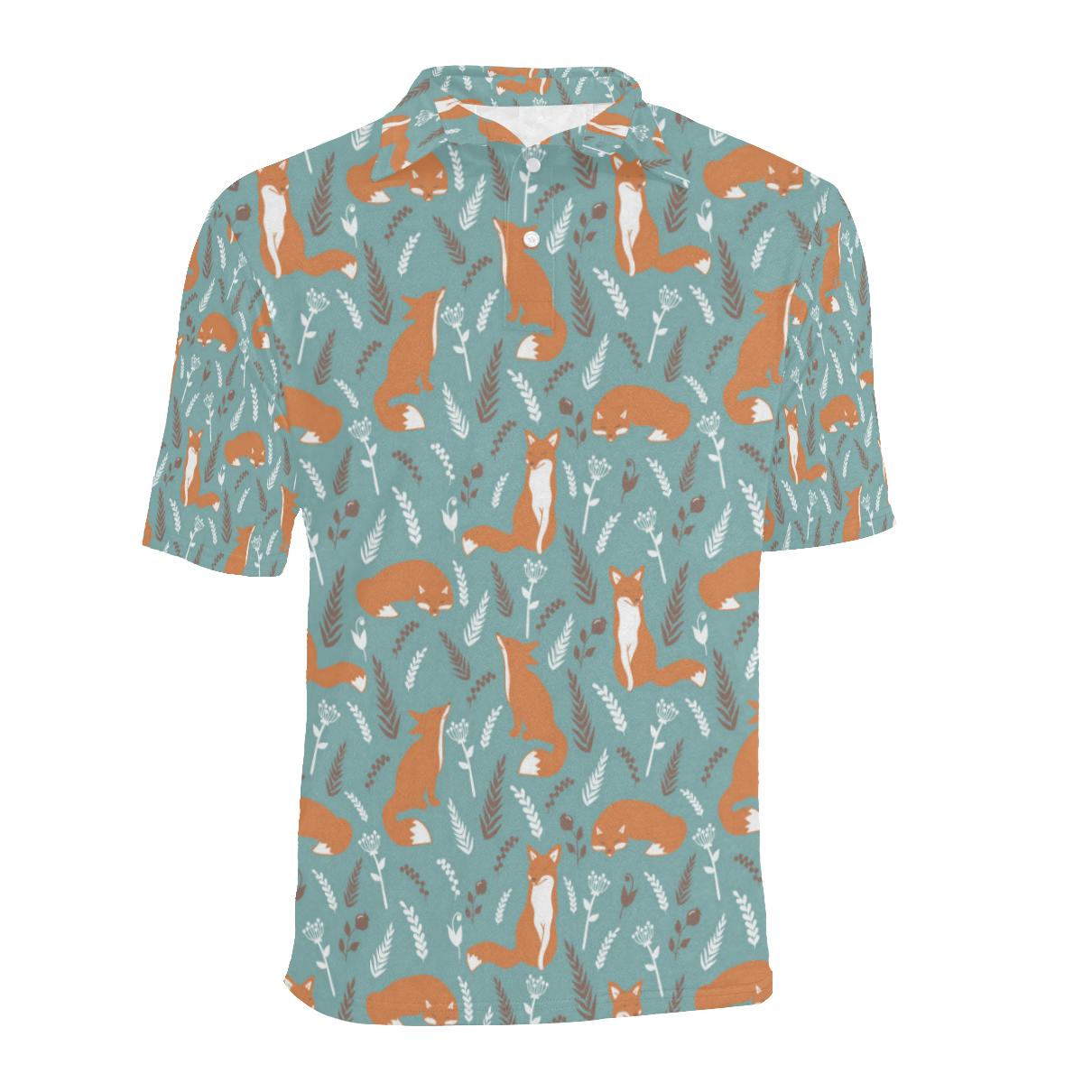 Fox Forest Print Pattern Men Polo Shirt - Image 2