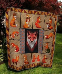 Fox I Think You Pretty Quilt Bedding Set Blanket Bedroom Decor, Gifts for Family