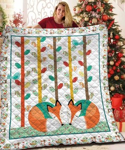 Fox Quilt Bedding Set Personalized with Name or Quote, Ideal for Gifts and Home Decor