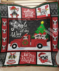 French Bulldog Christmas Quote Blanket Quilt Bedding Set - Great for Bedroom Decor and Family Gifts