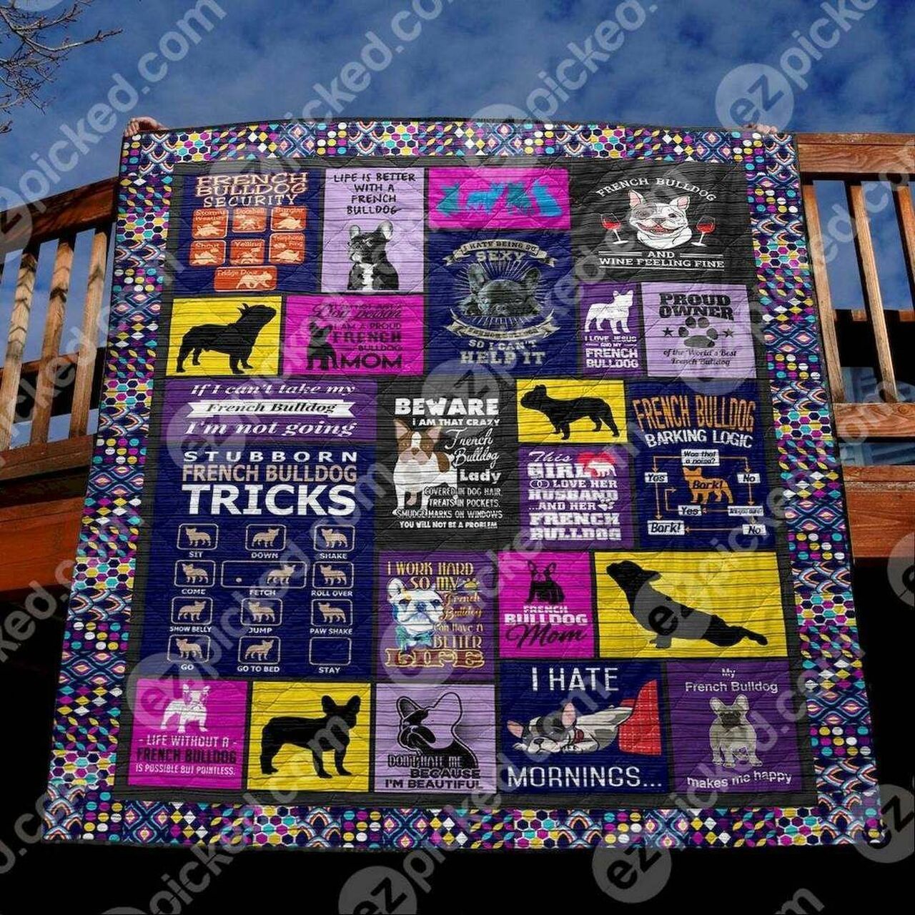 French Bulldog Customizable Quilt Bedding Set - Great for Bedroom Decoration and Family Gifts