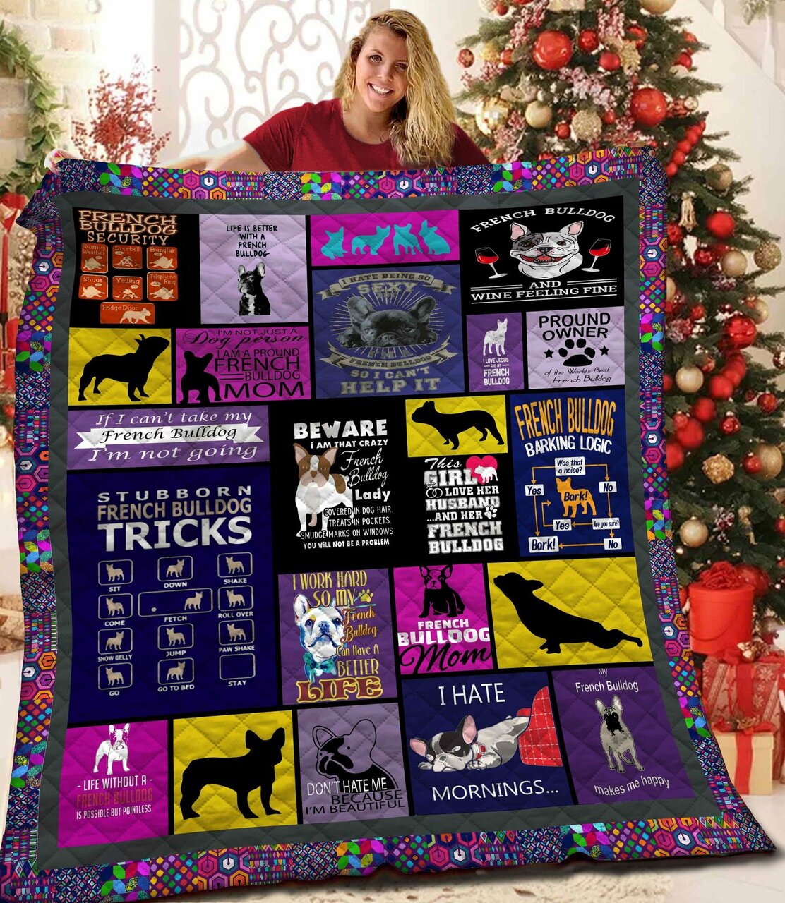 French Bulldog Customizable Quilt Blanket Bedding Set - Perfect for Bedroom Decor and Family Gifts