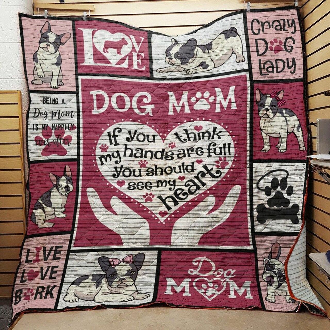 French Bulldog Mom Custom Quilt Blanket Bedding Set for Bedroom Decoration and Family Gifts