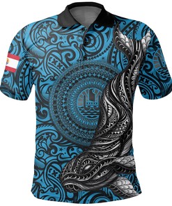 French Polynesia Polo Shirt, Blue Whale Tattoo