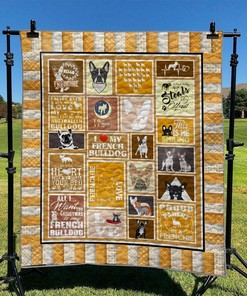 Frenchie Love Quilt Blanket Set for Cozy Home Decor and Picnic Fun - Great Gifts for Family