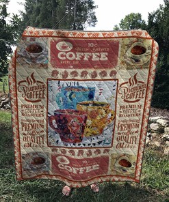 Fresh Brewed Coffee Every Day Quilt Blanket Bedding Set - Great for Bedroom Decor and Family Gifts