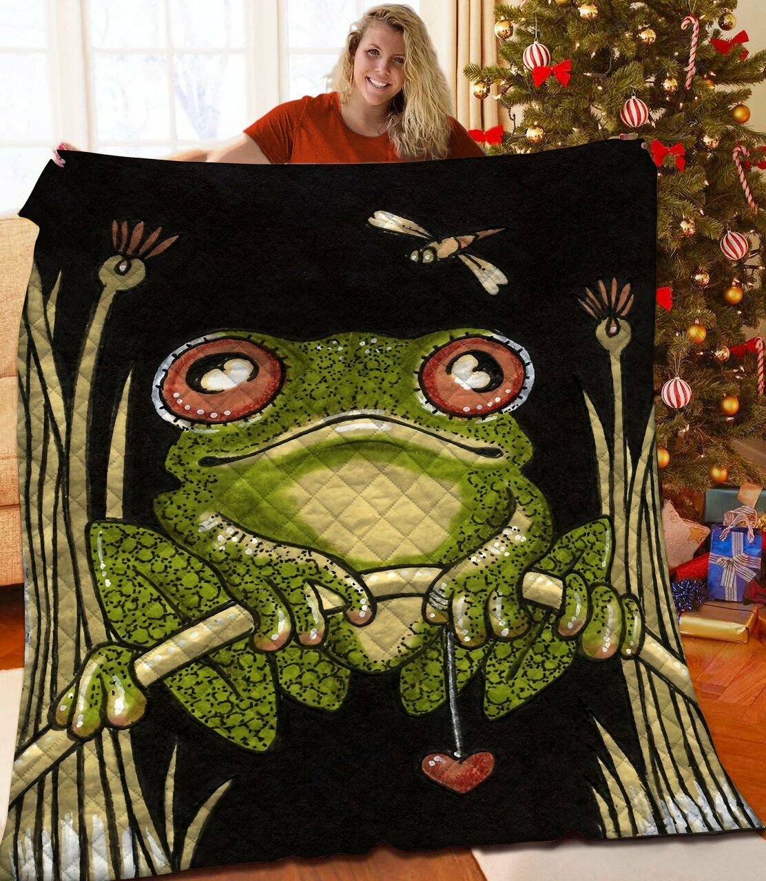 Frog Quilt Bedding Set Blanket Bedroom Decor, Gifts for Family