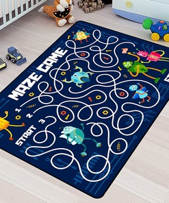 Fun Maze Game Rug Area Rug for Bedroom Play Room Living Room Game Area Home Decor: Non-Slip Gaming Runner Floor Mat