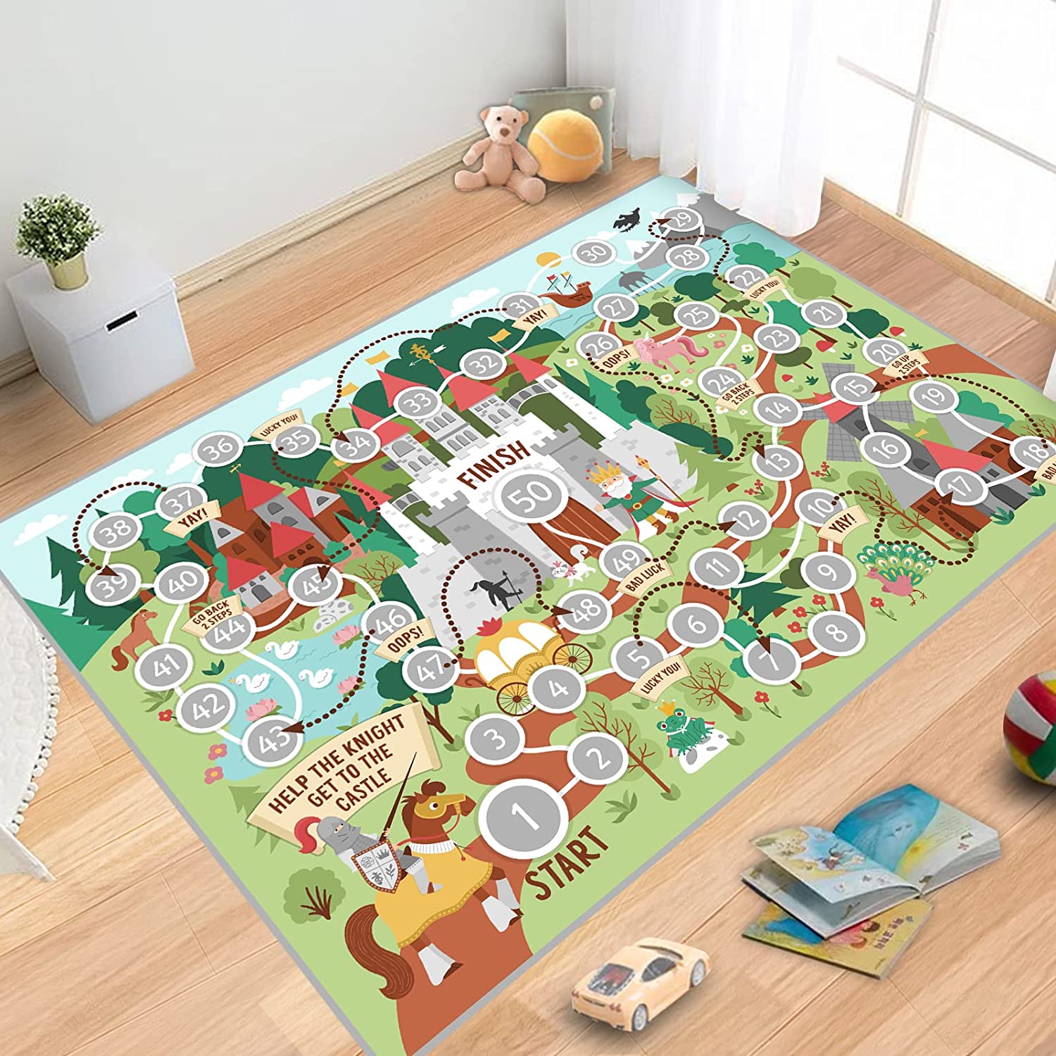 Fun Numbers Game Rug Area Rug, Game Area Home Decor: Non-Slip Gaming Carpet Interactive Numbers Game Print