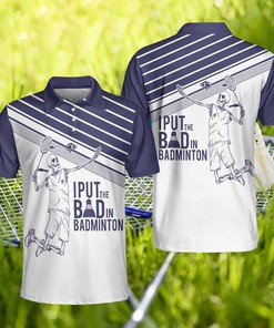 Funny Skull Badminton Player Polo Shirt