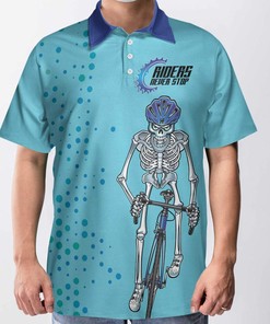 Funny Skull Cycling Riders Never Stop Polo Shirt