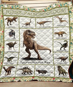 Future Paleontologist T-Rex Quilt Bedding Set for Home Decoration and Family Gifts, Great for Dinosaur Lovers
