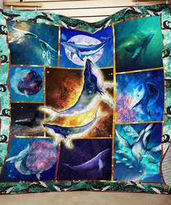 Galaxy Whale Personalized Quilt Blanket Bedding Set, Ideal for Home Decoration and Family Gifts