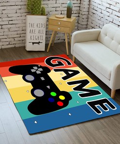 Game Area Rug Floor Rugs for Gamer Black Gamepad Colorful Background Carpets Doormat Area Mats