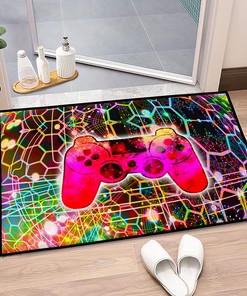 Game Area Rugs - 3D Colorful Cool Pattern Printed Game Consoles Carpets Non-Slip Polyester Mat