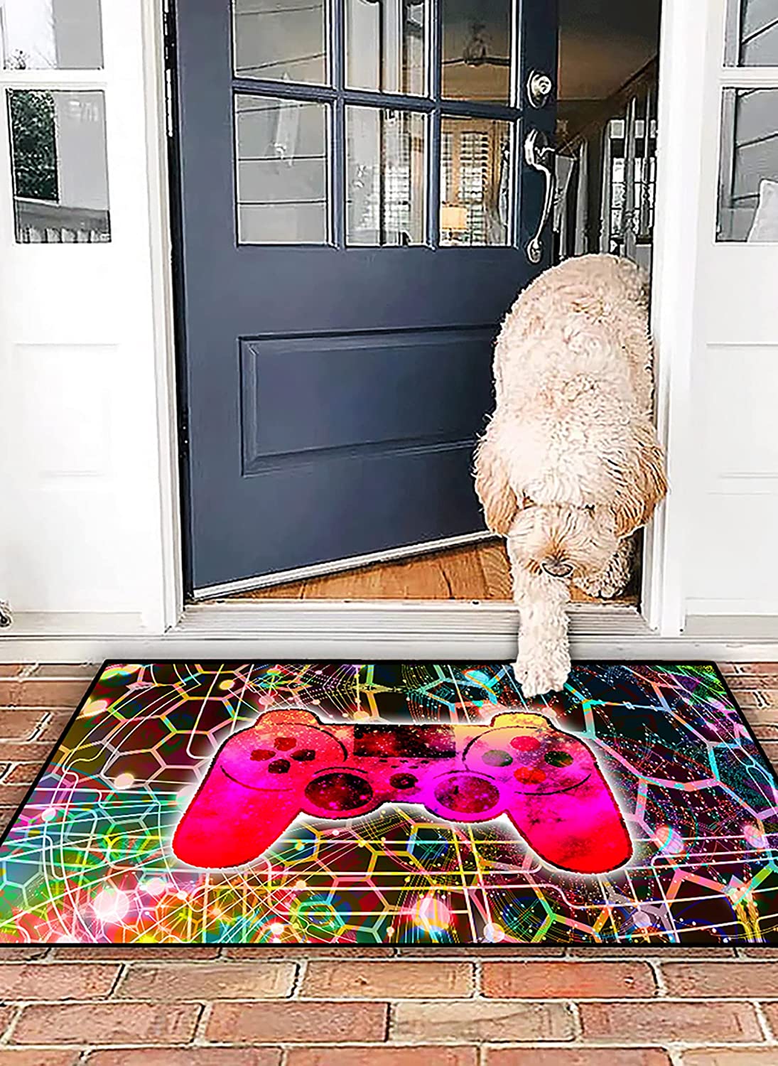 Game Area Rugs - 3D Colorful Cool Pattern Printed Game Consoles Carpets Non-Slip Polyester Mat - Image 2