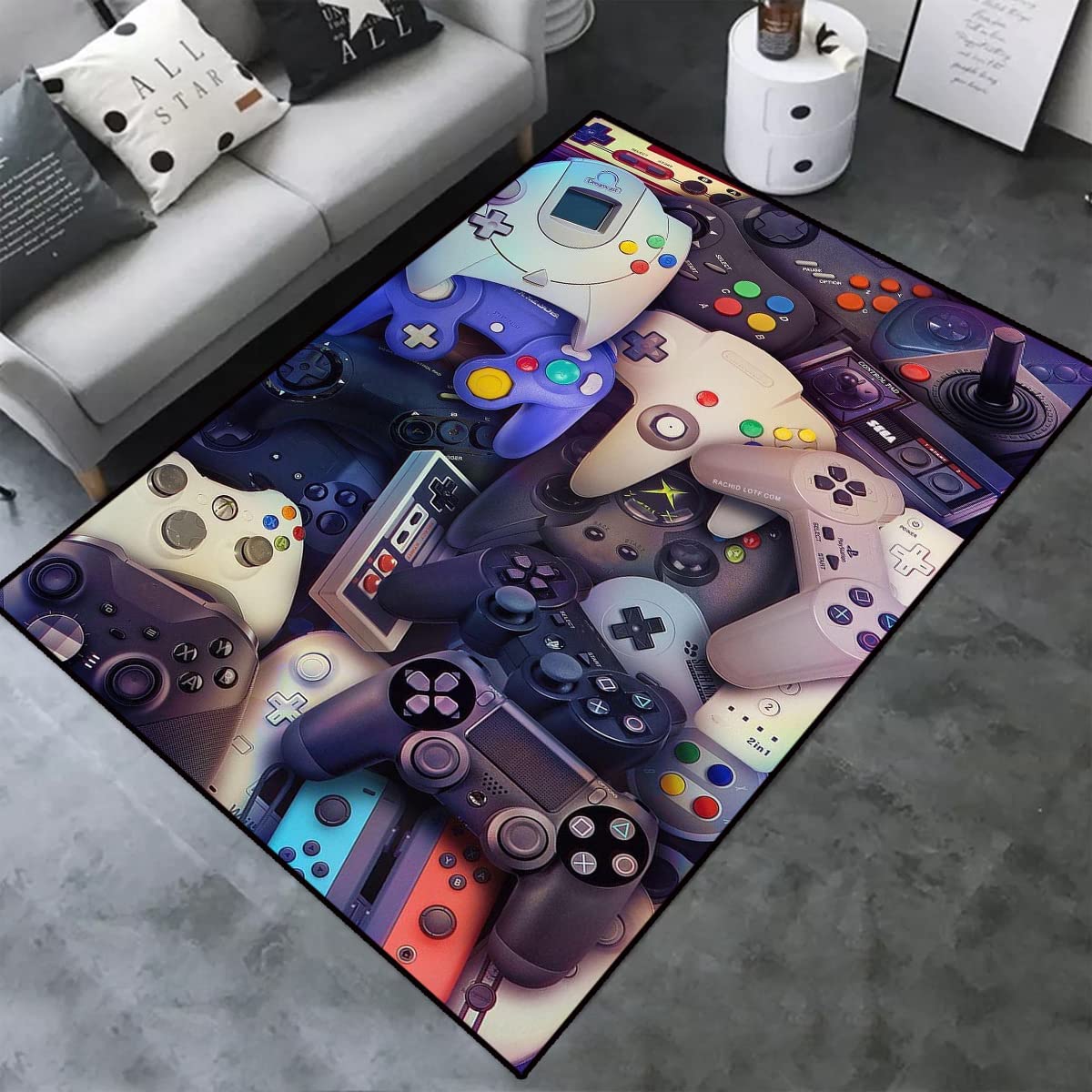 Game Area Rugs | 3D Gamer Carpet Decor | Personalized Game Printed Living Room Mat | Controller Player Boys Gifts