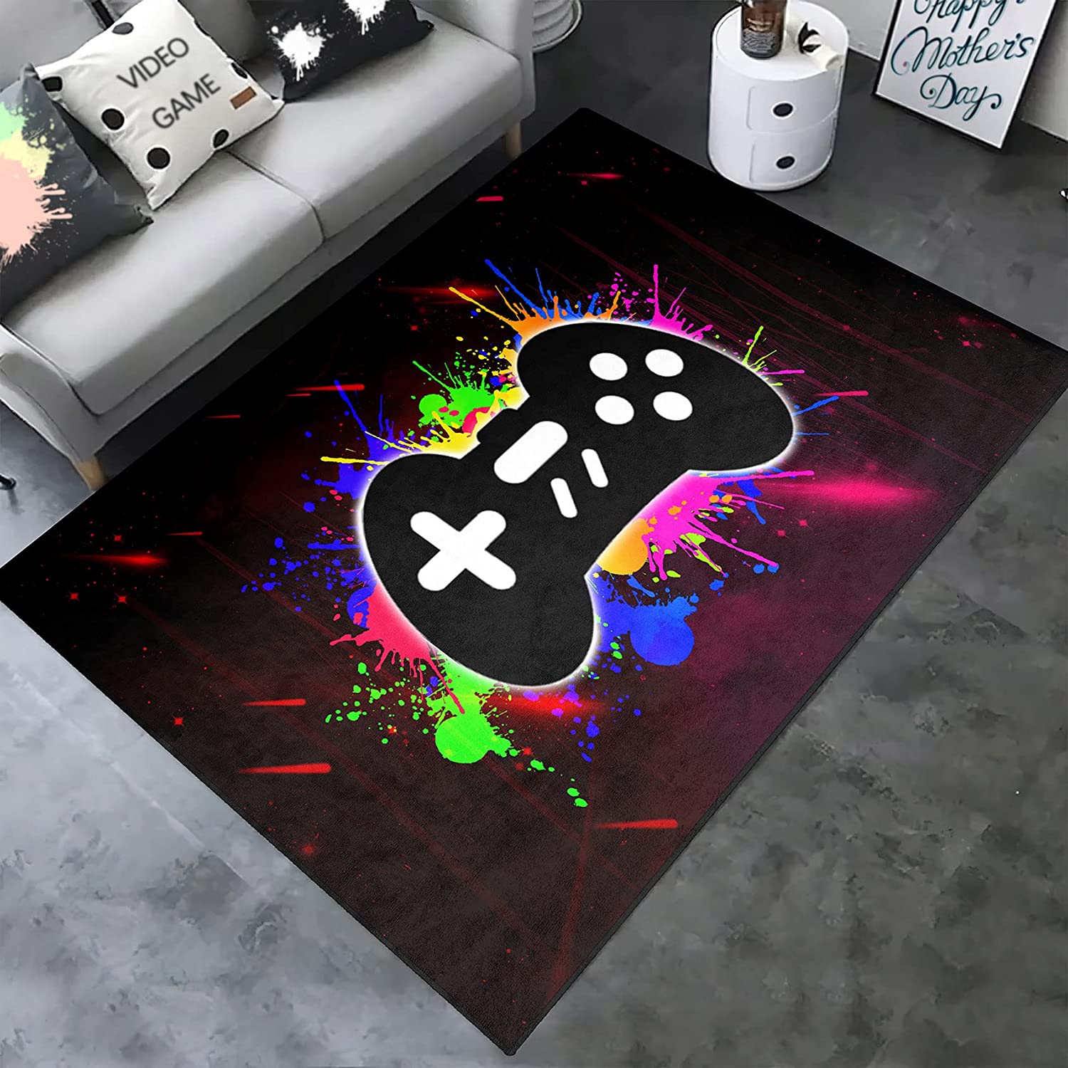 Game Carpet Square Carpet for Living Room and Bedroom - Video Controller Game Player Children Throwing Carpet