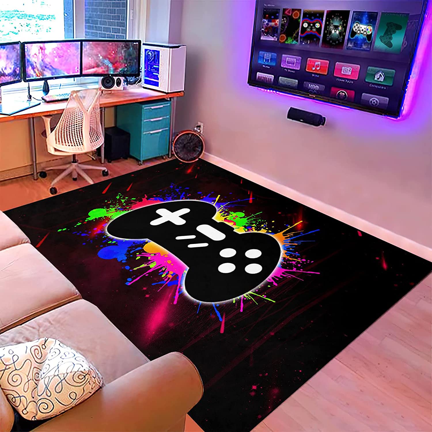 Game Carpet Square Carpet for Living Room and Bedroom - Video Controller Game Player Children Throwing Carpet - Image 3