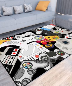 Game Room Themed Area Rug with Personalized Name or Text, Non-Slip Gamer Carpet for Home Decoration (Game 3)