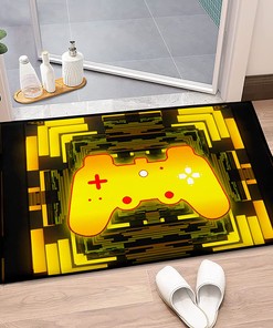 Game Rugs Boys Bedroom - Games Carpet with Yellow Gamepad Printing Rugs Teens Bedroom Decoration