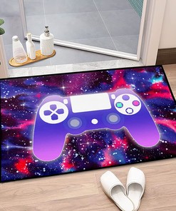 Game Rugs Kids Bedroom - Gamer Area for Boys Bedroom, Universe Galaxy Floor Mat Non Slip