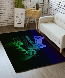 Game Rugs for Bedroom Boys Teen Living Room or Playroom: 3D Gamepad Black Entryway Carpet with Video Game Player Design