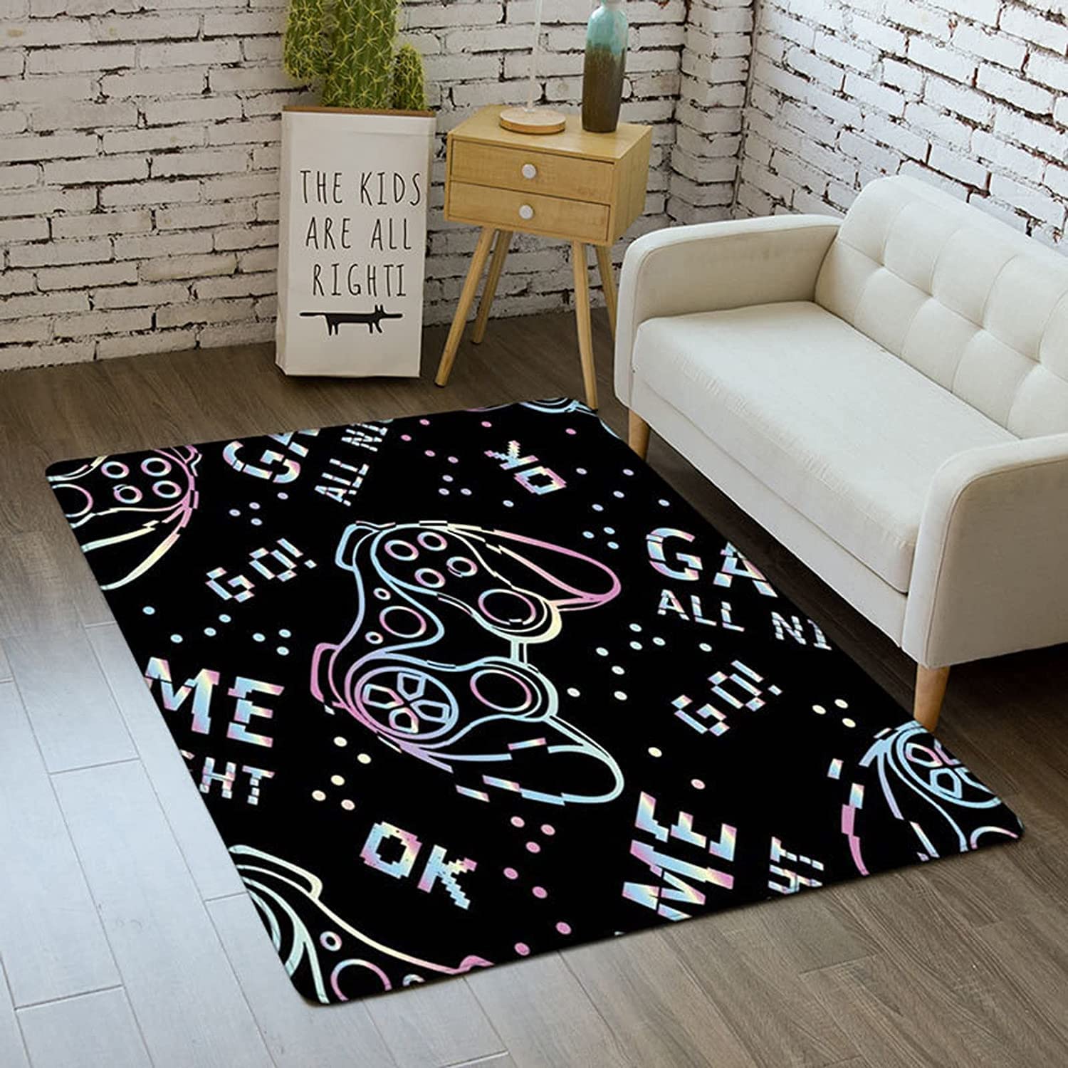 Game Rugs-4 - Game Area Rugs with 3D Gamer Carpet Decor for Non-Slip Crystal Floor