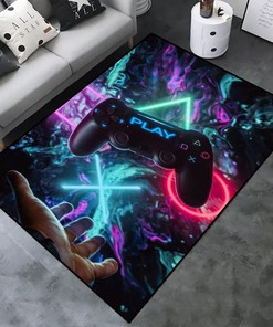 Gamepad Area Rug - Non-Slip Crystal Bottom Polyester Mat for Kids Bedroom, Home Decor