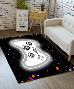 Gamepad Area Rug for Gamers - Polyester Living Room Rug with Video Game Art Design