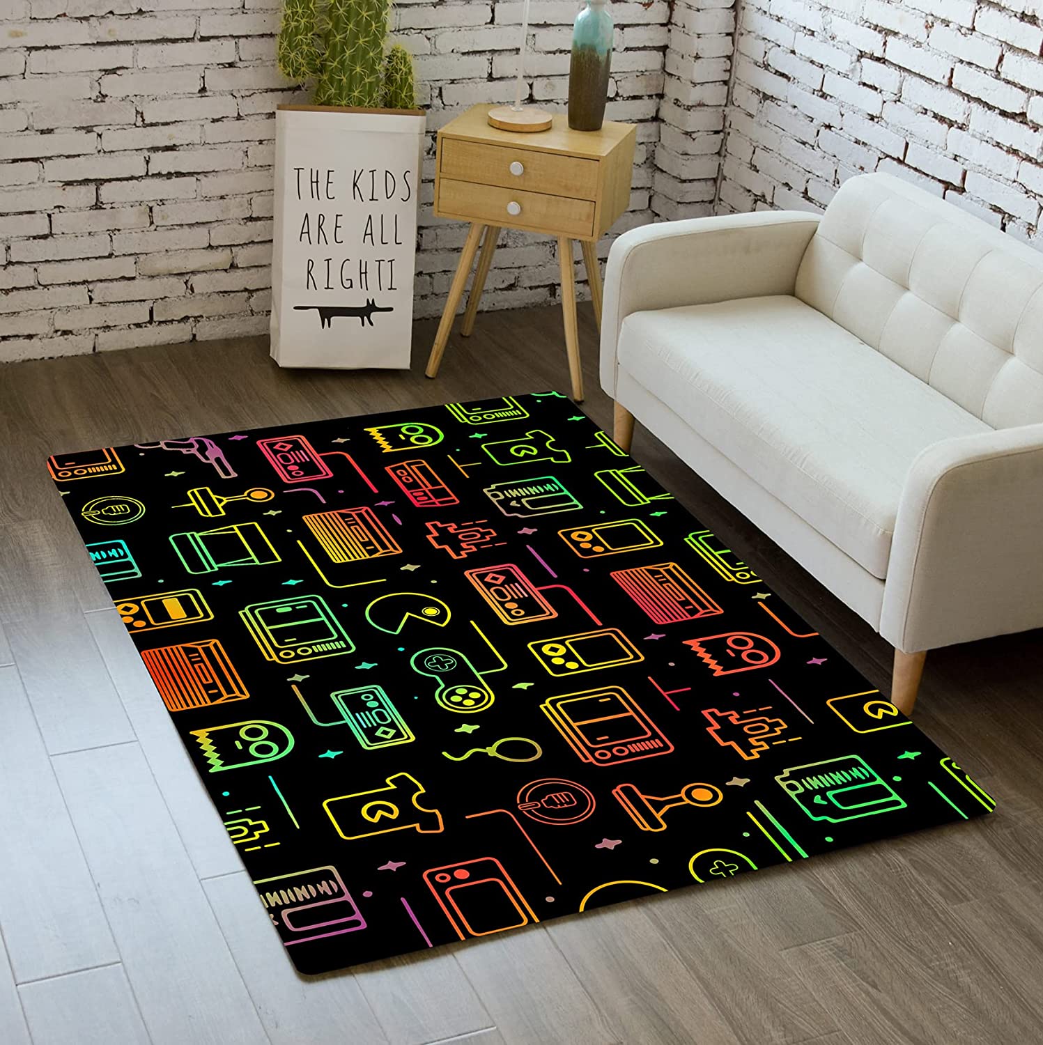 Gamepad Controller Rugs for Gaming Room - Non-Slip Polyester Mats for Boys Room Decor - Gaming Throw Rugs Carpet