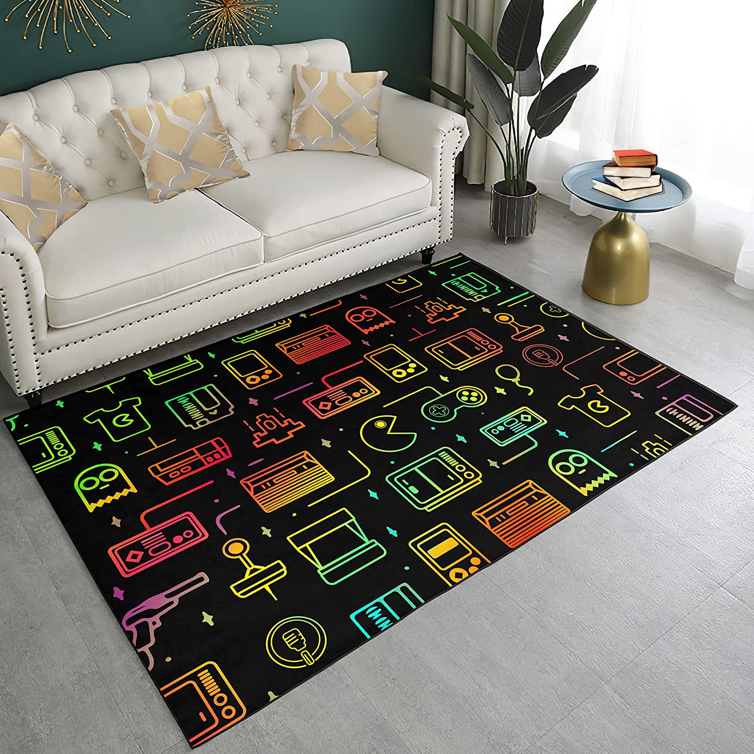 Gamepad Controller Rugs for Gaming Room - Non-Slip Polyester Mats for Boys Room Decor - Gaming Throw Rugs Carpet - Image 2