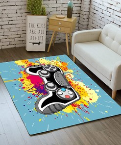 Gamepad Rugs for Game Room Living Room Explosive Painting Yellow Gaming Gamer Decor Carpet Entryway Carpet