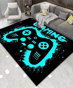 Gamer Area Carpet - 3D Area Rugs for Boy's Bedroom Controller Gaming Rug - Green