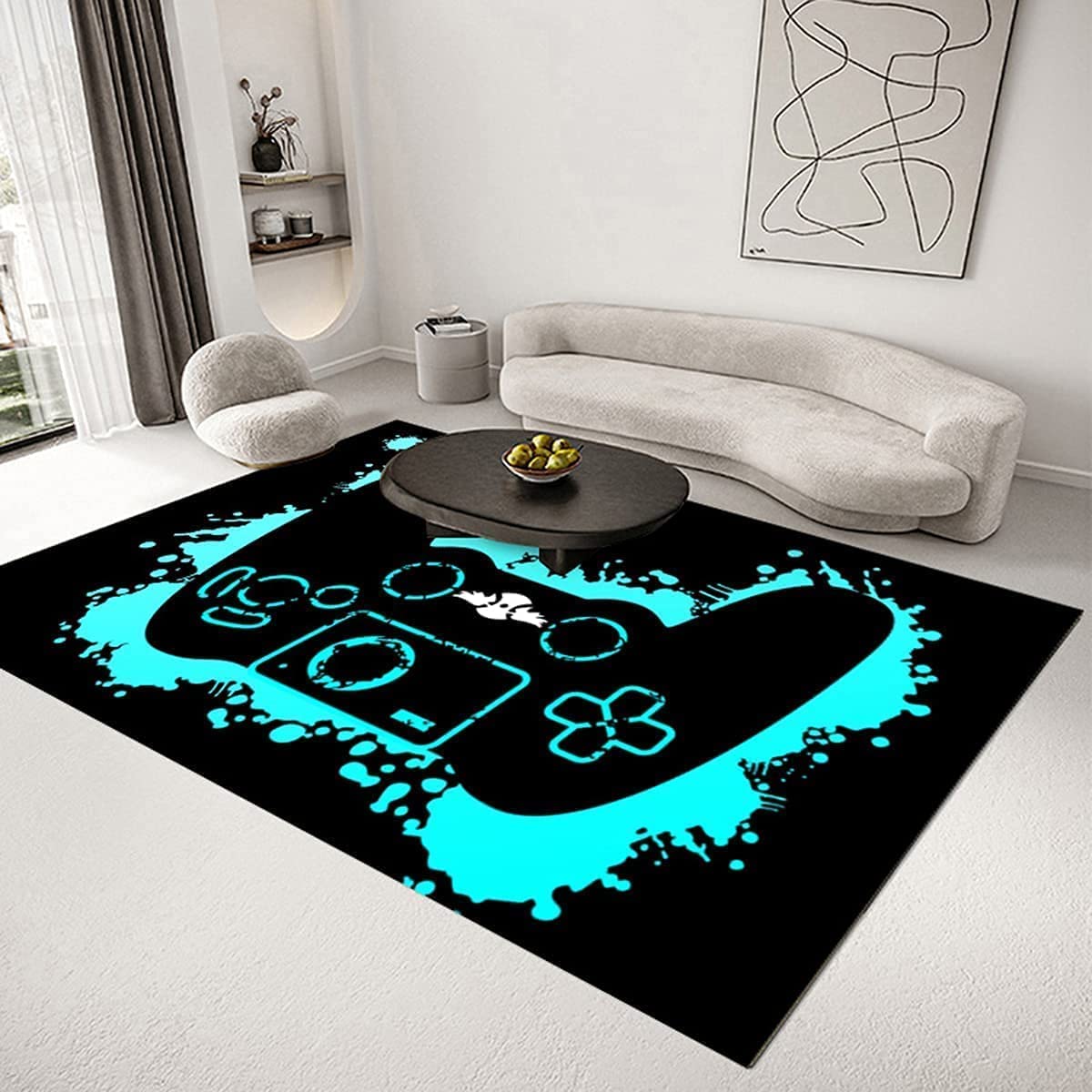 Gamer Area Carpet - 3D Area Rugs for Boy's Bedroom Controller Gaming Rug - Green - Image 2
