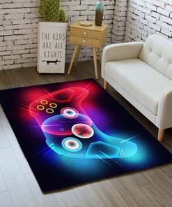 Gamer Area Carpet for Kids Boys - 3D Printed Controller Gamepad Mat for Dining and Living Room Decor